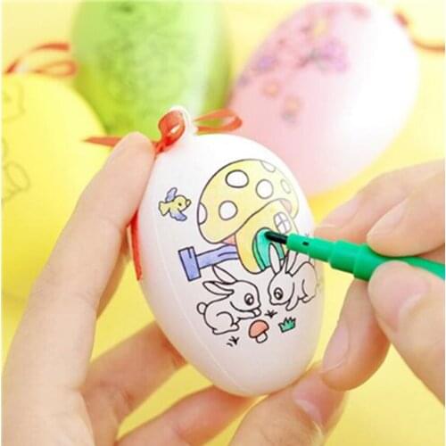 1PC DIY Colorful Painting Eggs with 4pcs Painting Pens Manual Making Easter Egg Toys Children Educational Toy Random Color
