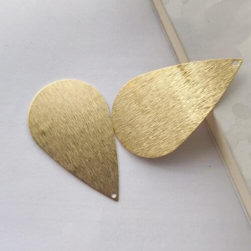 10pcs/Lot Earring Charms Elegant Waterdrop Tear Drop Pattern Stamping Polished Textured Pendant Brass Jewelry Accessories Making