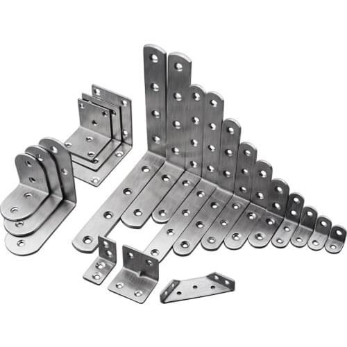 10PCS Stainless Steel Angle Corner Brackets Fasteners Protector Four Size Corner Stand Supporting Furniture Hardware