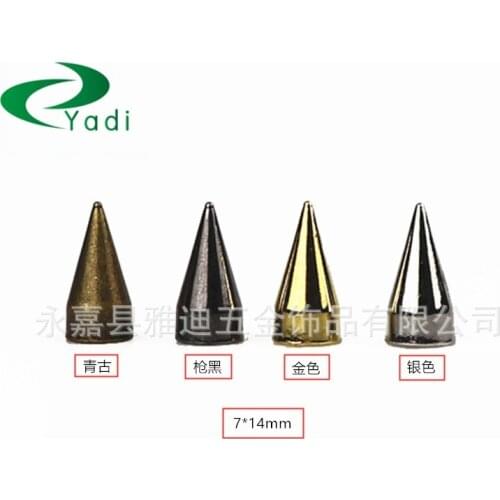 100pcs/lot Punk Pointed Spike Nail Bullet Brass Rivet Nail Alloy Clothing Shoes Hats Hand Bag Accessories with 6mm Screws Studs