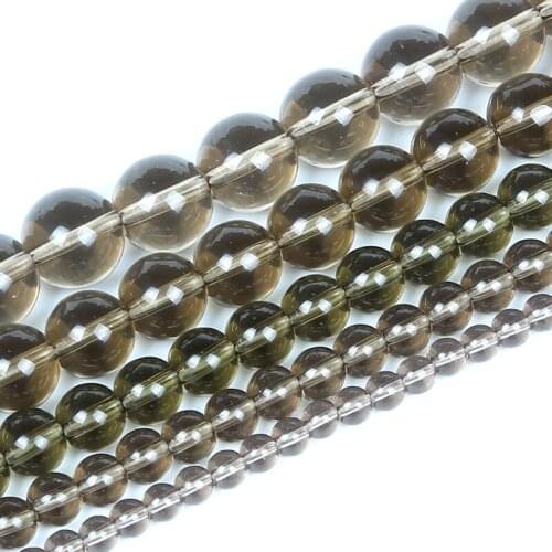 4-12mm Natural Stone Beads Round Smooth Loose Brown Glass Stone Beads For Jewelry Making DIY Charm Bracelet Necklace Handmade