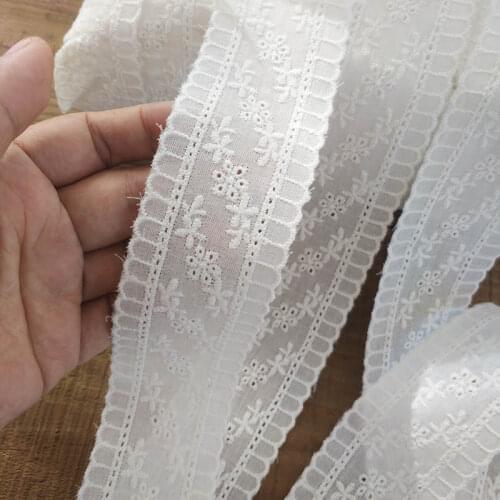 5Meters Floral Embroidered White Cotton Lace Ribbon DIY Handmade Crafts Fabric 4cm Wide Home Textile Garment Decor Lace Tape