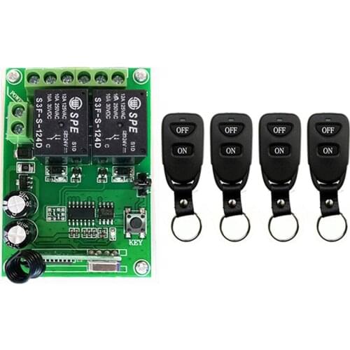 Wireless Remote Control Light Switch 10A Relay Output Radio DC12V 24V 2CH 2 CH Receiver Module + Belt buckle Transmitter
