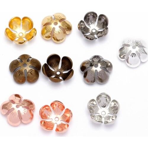 50pcs/lot 13x5mm flower beads cap retro silver sculpture leaf beads cap diy jewelry accessories jewerly Findings Components