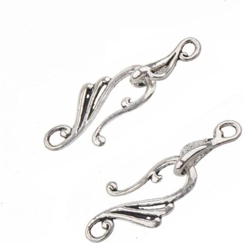 Chains bracelets hooks clasps diy handwork stuff wave design hollow open antique silver metal fashion jewellery findings 40 sets