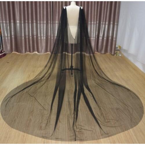 Black Wedding cape veil Bridal cape veil Shoulder veil Bridal cape - Bridal Back jewelry crystal Cape veil wedding bridal wraps