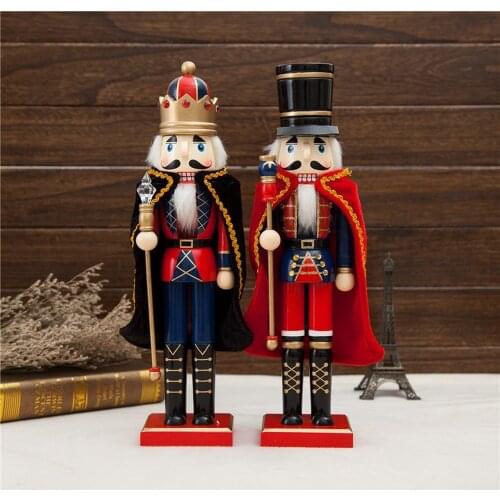 38 CM Wooden Nutcracker Soldiers Doll Ornament Soldier With Cloak Shape Puppet Decoration Home Office Decor For Children Gift