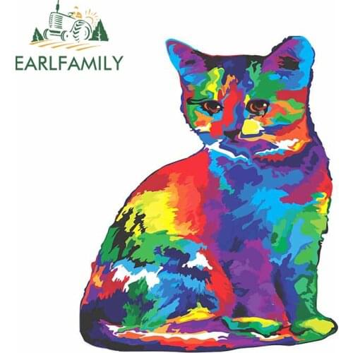 EARLFAMILY 13cm x 10.4cm for Cute Rainbow Kitty Motorcycle Helmet Car Stickers Creative Camper Scratch-proof Window Vinyl Decal