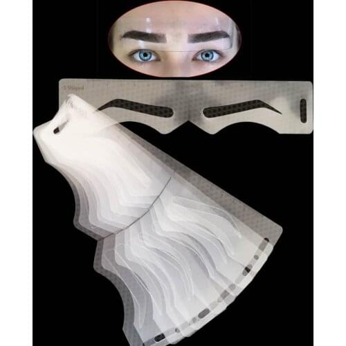10 Styles Microblading Eyebrow Stencils Stickers Permanent Makeup Supplies Reusable Eyebrow Mold Template Drawing Guide