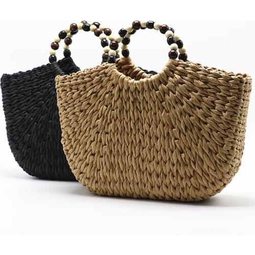 Round Bucket Straw Woven Bag Women Handbags Camel Black Summer Handmade Bags for Women New Capacity Straw Bags Bolsa Tote