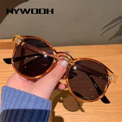 NYWOOH Retro Round Sunglasses Women Men Brand Design Transparent Sun glasses ladies Eyewear