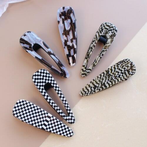 Hot Selling Fashion Grid Acetate Acrylic Hair Clips Pin Korean Hair Accessories Geometric Colorful Barrette for Women