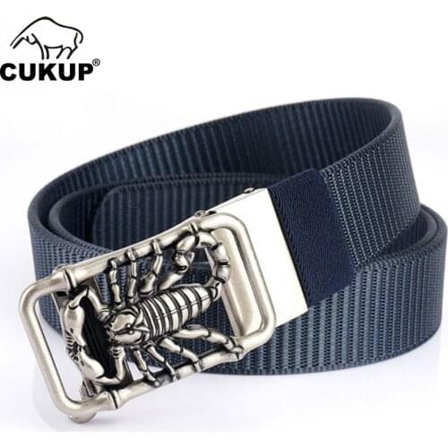 CUKUP 2020 Unique Design Scorpion Pattern Buckles Metal Mens Nice Quality Nylon & Canvas Belts for Men Jean Accessories CBCK268