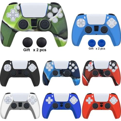 Soft Rubber Case For PS5 Controller Silicone Cover For SONY Playstation 5 Protection Case with Grip Caps For PS5 Accessories