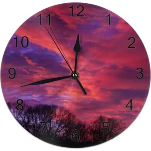 Wall-Clock Nature Scenery Numeral Digital Dial Mute No Ticking Sound Battery Operated 25CM Clocks for Home Living Room