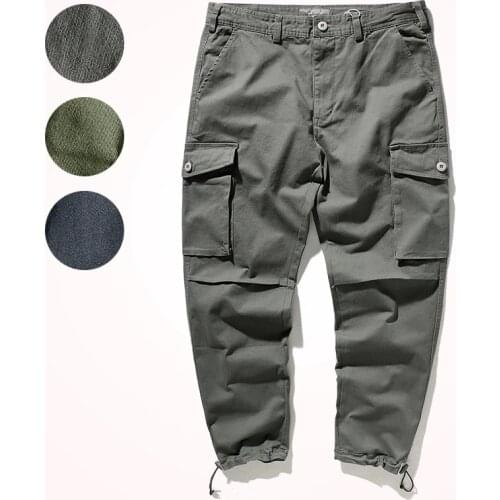 2020 Autumn New Drawstring Trousers Mens Cargo Pants Multi-pocket Three-dimensional Tailoring Elastic Casual Pencil Pants