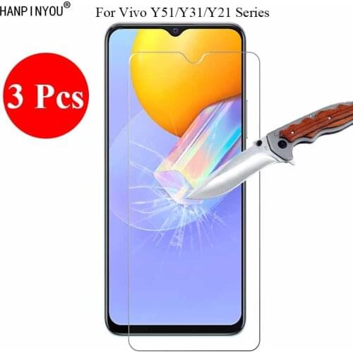 3 Pcs/Lot New 9H 2.5D Tempered Glass Screen Protector For Vivo Y51 2020 / Y51a / Y31 6.58" Protective Film + Clean Tools