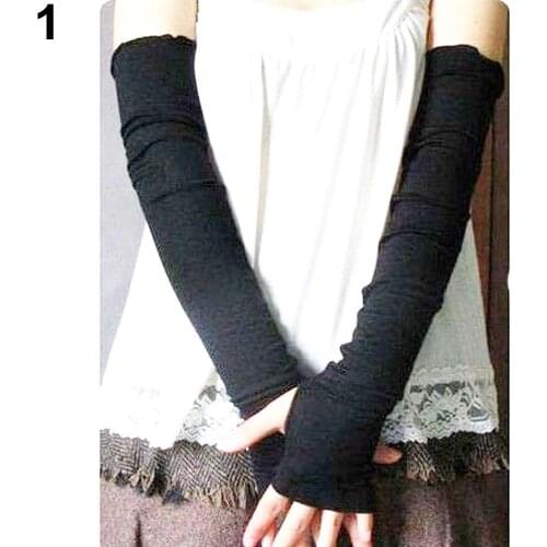 Solid color Gloves Women Men Sunscreen Driving Gloves Lady Fashion UV Sun Protections Arm Warmer Long Fingerless Cotton Gloves