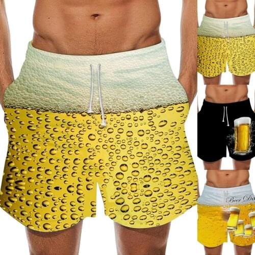 Swim Trunks Mens Loose Cool Beer Shorts Quick Dry Elastic Waist Beach Swim Trunks Workout Trunks Pants Fashion Fitness Shorts