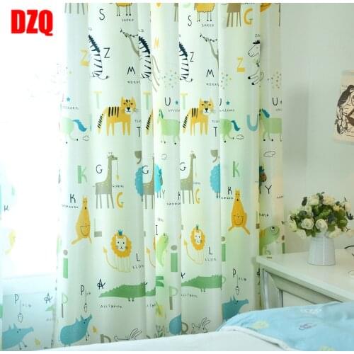 Simple Modern Children Curtains for Bedroom Nordic Lovely Cartoon Animals Curtains for Living Dining Room