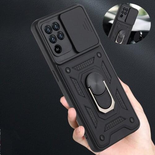 Slide Push Window Magnetic Ring Stand Armor Shockproof Case For OPPO A94 F19 Pro Reno 5 Lite 5Z A15 A52 A72 A92 A32 A53 A54 A74
