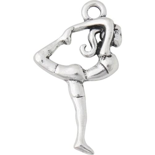 RAINXTAR Fashion Alloy Girl Gymnast Charms Dancer Girl Charms Gymnastics Charms 18*27mm 100pcs AAC1562