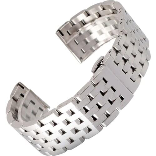 Silver Solid Stainless Steel Watch Band with 2 Spring Bars 20mm 22mm High Quality Watch Strap Men Women Replace Bracelets