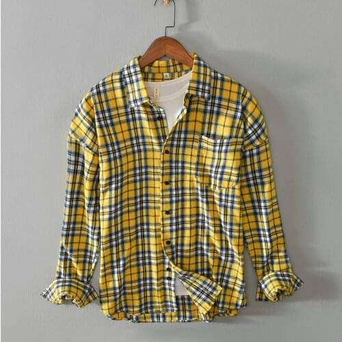 American Street Style Fashion Men Shirts Vintage Long Sleeve Cotton Casual Plaid Shirts Men Printed Designer Punk Shirt Hombre