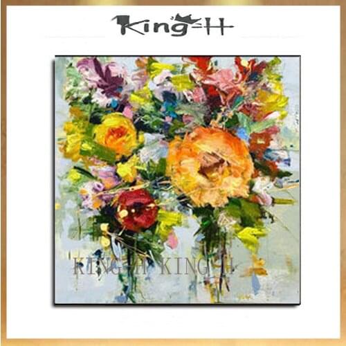 Hand-painted oil painting abstract pen flowers plant many modern color to decorate children room hall hotel office