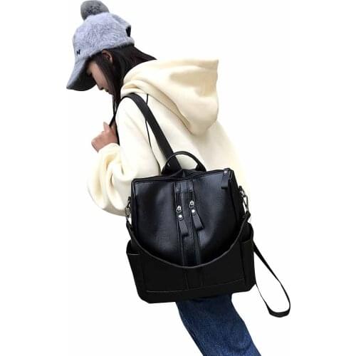 Fashion Teenager PU Leather Backpack Large Capacity Shoulder Bag Youth Travel Backpacks for Teenage Women Ladies School Bag