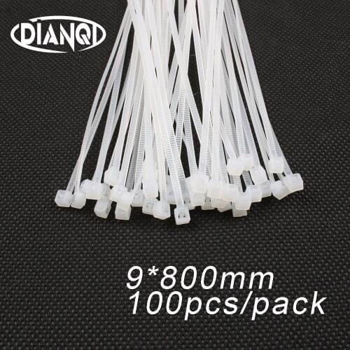 100pcs 9mm*800mm 8.8mm Self locking Nylon Cable Ties White color Plastic Zip Tie wire binding wrap straps UL Certified
