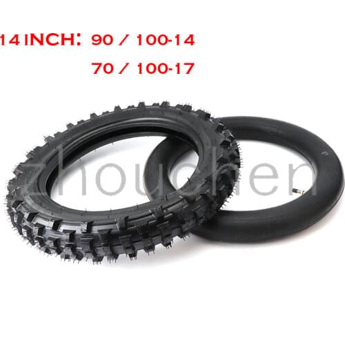 Off Road Tire 90 / 100-14, 70 / 100-17 Inner And Outer Tires For Mud Pit Motorcycle Off Road Motorcycle 14 Inch Rear Wheel