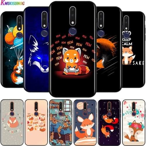 Cute Cartoon Fox For OPPO Reno 4 3 ACE A9 A5 F5 F15 Realme C2 K5 K3 R17 Pro 4G 5G 2020 Black Phone Case