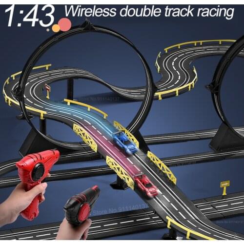 Speed Challenge Electric Powered Slot Car Racing Kids Toy Race Track Set Includes 2 Hand Controllers Featuring 1:43 Scale