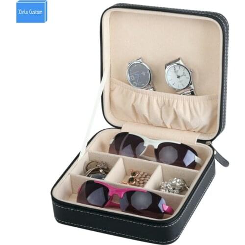 Outddor Sport BOX Storage Black Leather Zipper Gift Watch Sunglasses Jewelry Storage Box Free Change Diy Travel Pack Wholesale