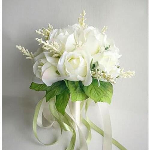Wedding Bouquet Silk Roses for bridesmaids Bridal Bouquets White Pink Artificial Flowers Mariage Supplies Home Decoration