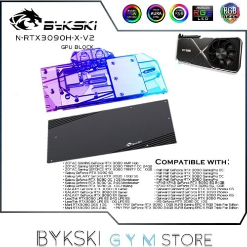 Bykski GPU Water Block For ZOTAC Palit INNO3D GALAX COLORFUL Founder Edition RTX 3090 3080 Graphic Card NVIDIA N-RTX3090H-X-V2