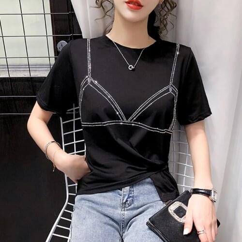 Cartoon Diamonds Short T Shirt Women Summer Tops 2020 Short Sleeve Woman Clothes Tshirt Korean Fashion Clothing Tee Shirt Femme