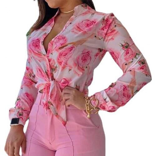 2021 Spring Casual Loose Vintage Shirt Retro Casual Breathable Long Sleeves Buttons Printed Elegant Shirt for Travel