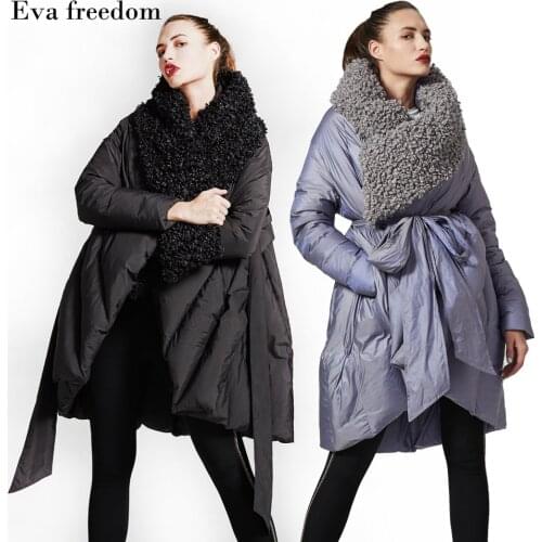 Eva Freedom New Womens Fashion High-end Custom Imitation Wool Hooded Solid Color Winter Loose Super Thick Down Jacket for Women