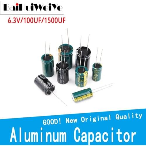 10PCS/LOT 6.3V High Frequency Aluminum Capacitor DIP 1000UF 1500UF 8*12MM 10*13MM
