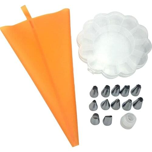 15Pcs Icing Piping Cream Pastry Bag With Stainless Steel Nozzle TPU Cake Decorating Tips Set Patisserie Scraper Flower Kitchen