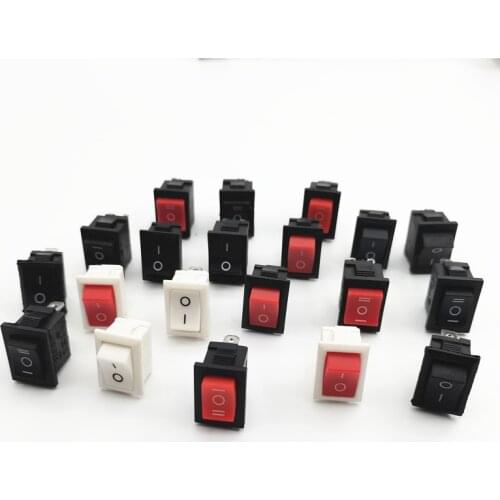 5Pcs KCD1 21*15mm 2PIin 3Pin 6Pin Boat Car Rocker Switch 6A/10A 250V/125VAC Push Button Switch