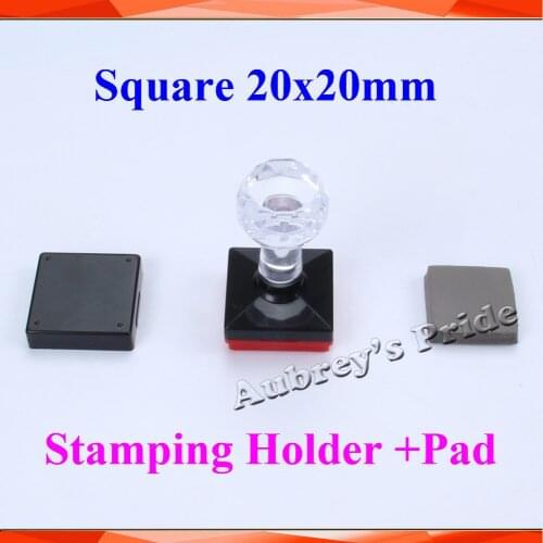 5Pcs Square 20x20mm Holder Plus Rubber PadStamp Shell Photosensitive Material Selfinking Stamping