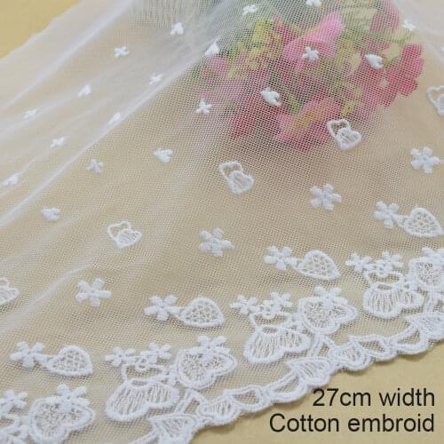 5yards 27cm cotton Embroid sewing ribbon guipure lace trim or fabric warp knitting DIY Garment Accessories free shipping#3012