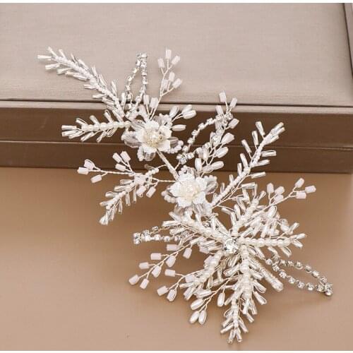 Hair Accessories Elegant Bride Flower Hair Band Color Rhinestone Flower Hair Clip Women Bride Wedding Hair Jewelry Accessories