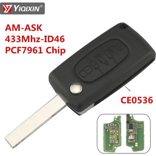 YIQIXIN 3 Buttons Car Remote Key For Peugeot 207 307 407 208 308 408 607 Partner 433Mhz ID46 PCF7961/PCF7941 Chip CE0523/CE0536