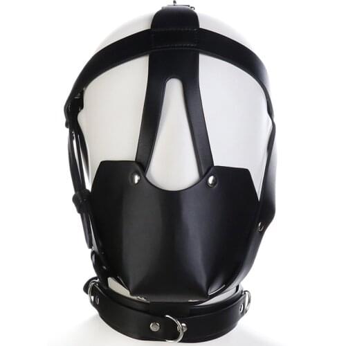 BDSM Bondage PU Leather Harness Mask Gag Gay Mouth with Ball Mouth Gag Fetish Salve Restraint Sex Toys for Man Woman Couples