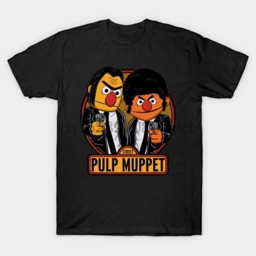 Pulp Muppet Bert and Ernie Black T-Shirts Hot Selling 100 % Cotton Pride of The Creature T Shirts Print Round Neck Man(1)