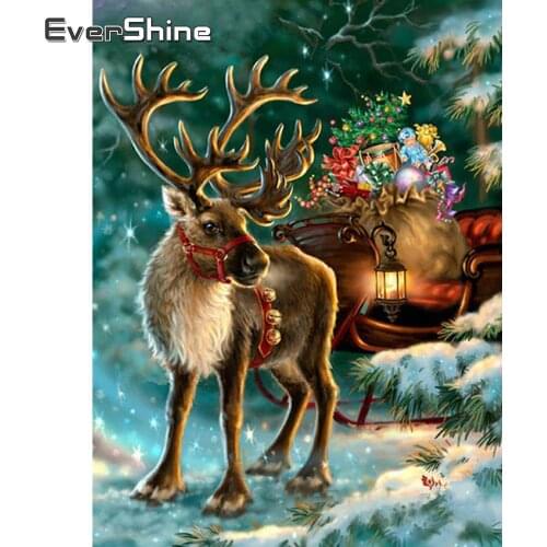 Evershine Diamond Painting Christmas Cross Stitch Full Set Diamond Embroidery Full Square Drill Christmas Decorations For Home